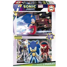 2-Puzzle Set Educa Neon Sonic 100 Pieces by Educa, Jigsaws - Ref: S2429775, Price: 12,35 €, Discount: %