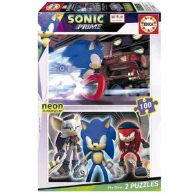 2-Puzzle Set Educa Neon Sonic 100 Pieces by Educa, Jigsaws - Ref: S2429775, Price: 11,86 €, Discount: %