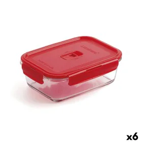 Lancheira Hermética Luminarc Pure Box Vermelho 16 x 11 cm 820 ml Vidro (6 Unidades) de Luminarc, Armazenamento de alimentos -...