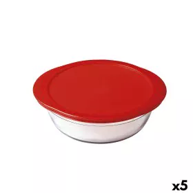 Porta Pranzo Rotondo con Coperchio Ô Cuisine Cook & Store 21 x 21 x 7 cm Rosso 1,1 L Silicone Vetro (5 Unità) di Ô Cuisine, C...