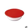 Round Lunch Box with Lid Ô Cuisine Cook & Store 21 x 21 x 7 cm Red 1,1 L Silicone Glass (5 Units) by Ô Cuisine, Food storage ...