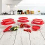 Round Lunch Box with Lid Ô Cuisine Cook & Store 21 x 21 x 7 cm Red 1,1 L Silicone Glass (5 Units) by Ô Cuisine, Food storage ...