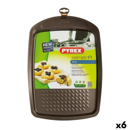 Backform Pyrex Asimetria rechteckig Schwarz Metall 33 x 25 cm (6 Stück) von Pyrex, Kuchen- und Biskuit-Formen - Ref: S2706951...