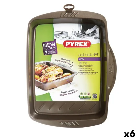 Molde Retangular Pyrex Asimetria Preto Metal 35 x 27 cm Retangular (6 Unidades) de Pyrex, Formas para tartes e biscoitos - Re...