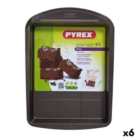 Rectangular Mould Pyrex Asimetria Black Metal 28 x 22 cm Rectangular (6 Units) by Pyrex, Cake and sponge moulds - Ref: S27069...