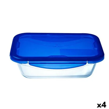 Lancheira Hermética Pyrex Cook&go 30 x 23 cm 3,3 L Retangular Azul Vidro (4 Unidades) de Pyrex, Armazenamento de alimentos - ...