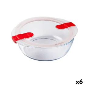 Lancheira Hermética Pyrex Cook&heat 26 x 23 x 8 cm 2,3 L Vermelho Vidro (6 Unidades) de Pyrex, Armazenamento de alimentos - R...