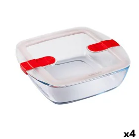 Hermetic Lunch Box Pyrex Cook & Heat 25 x 22 x 7 cm 2,2 L Transparent Glass (4 Units) by Pyrex, Food storage - Ref: S2707057,...