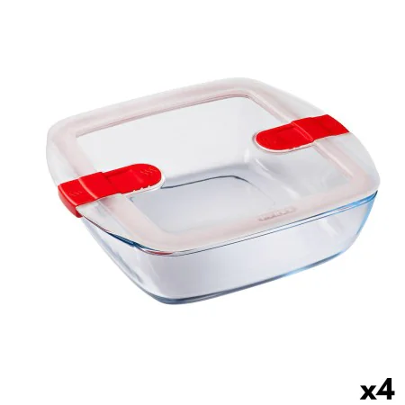 Porta pranzo Ermetico Pyrex Cook & Heat 25 x 22 x 7 cm 2,2 L Trasparente Vetro (4 Unità) di Pyrex, Conservazione di alimenti ...