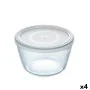 Porta Pranzo Rotondo con Coperchio Pyrex Cook & Freeze 1,1 L 15 x 15 x 10 cm Trasparente Silicone Vetro (4 Unità) di Pyrex, C...