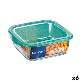 Square Lunch Box with Lid Luminarc Keep'n Lagon 760 ml 13 x 6 cm Turquoise Glass (6 Units) by Luminarc, Food storage - Ref: S...