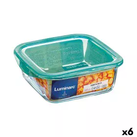 Lancheira Quadrada com Tampa Luminarc Keep'n Lagon 760 ml 13 x 6 cm Turquesa Vidro (6 Unidades) de Luminarc, Armazenamento de...