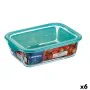 Rectangular Lunchbox with Lid Luminarc Keep'n Lagon 12 x 8,5 x 5,4 cm Turquoise 380 ml Glass (6 Units) by Luminarc, Food stor...