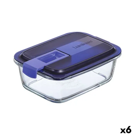 Boîte à lunch hermétique Luminarc Easy Box Bleu verre (6 Unités) (820 ml) de Luminarc, Stockage des aliments - Réf : S2709833...