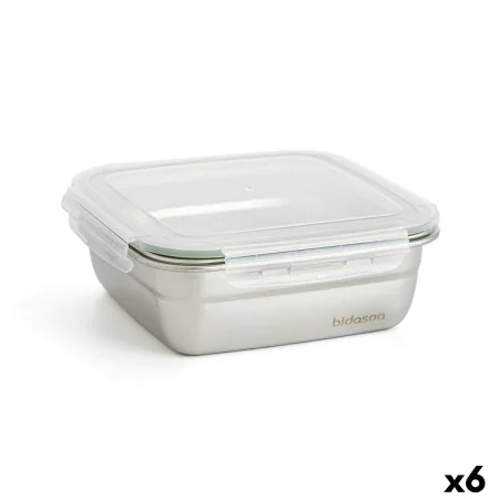 Hermetic Lunch Box Bidasoa Theo 18,3,5 x 18,3 x 6,8 cm Silver 1,2 L Metal by Bidasoa, Food storage - Ref: S2710258, Price: 43...