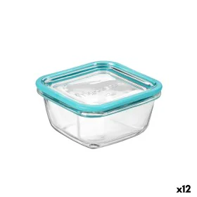 Square Lunch Box with Lid Bormioli Rocco Frigoverre Future Transparent Glass 420 ml (12 Units) by Bormioli Rocco, Food storag...