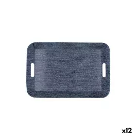 Plateau de petit déjeuner Quid Habitat Bleu Plastique 33 x 23 x 4 cm Avec des poignées Denim (12 Unités) de Quid, Plats et pl...