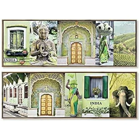 Painting DKD Home Decor 120 x 2,3 x 40 cm Canvas Green polystyrene (2 Units) by DKD Home Decor, Wall Pediments - Ref: S300721...