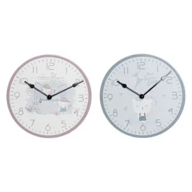 Horloge Murale DKD Home Decor Bleu Rose Bois Métal Plastique Bois MDF Enfant Oiseau 24 x 3 x 24 cm (2 Unités) de DKD Home Dec...