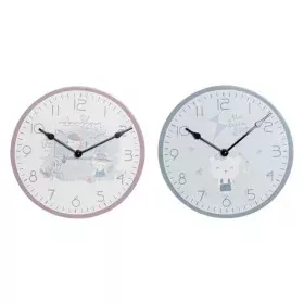 Orologio da Parete DKD Home Decor Azzurro Rosa Legno Metallo Plastica Legno MDF Per bambini Uccello 24 x 3 x 24 cm (2 Unità) ...