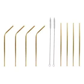 Reusable Drinking Straw DKD Home Decor Golden Stainless steel by DKD Home Decor, Straws - Ref: S3012380, Price: 8,22 €, Disco...