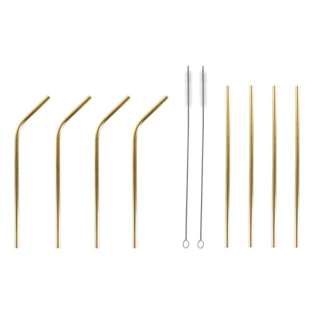 Reusable Drinking Straw DKD Home Decor Golden Stainless steel by DKD Home Decor, Straws - Ref: S3012380, Price: 8,22 €, Disco...