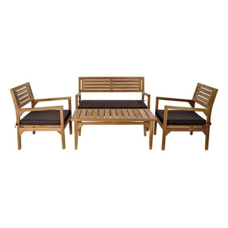 Table Set with 3 Armchairs DKD Home Decor Teak 127 x 72 x 88 cm (4 pcs) by DKD Home Decor, Garden Furniture Sets - Ref: S3012...