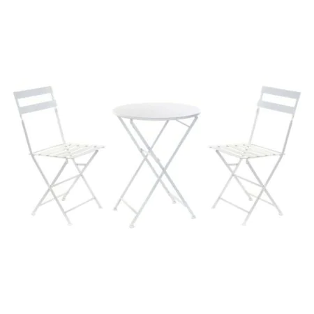 Ensemble Table + 2 Chaises DKD Home Decor Blanc 80 cm 60 x 60 x 70 cm (3 pcs) de DKD Home Decor, Salons de jardin - Réf : S30...