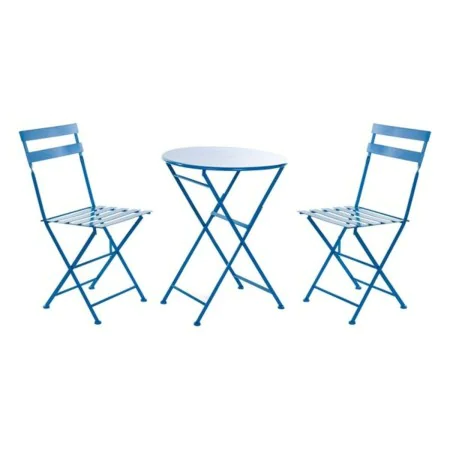 Tavolo con 2 sedie DKD Home Decor MB-166634 Azzurro 80 cm 60 x 60 x 70 cm (3 pcs) di DKD Home Decor, Set di mobili - Rif: S30...