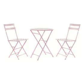 Table set with 2 chairs DKD Home Decor MB-177410 Pink 60 x 60 x 75 cm (3 pcs) by DKD Home Decor, Garden Furniture Sets - Ref:...