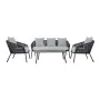 Wohnzimmer Sitzgruppe mit Tisch DKD Home Decor MB-179039 Grau Garten Polyester Schnur Aluminium (151,5 x 72 x 70 cm) (4 pcs) ...