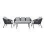 Conjunto de Sofá y Mesa DKD Home Decor MB-179039 Gris Jardín Poliéster Cuerda Aluminio (151,5 x 72 x 70 cm) (4 pcs) de DKD Ho...