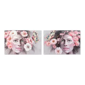 Pintura DKD Home Decor Girl Bloemen 120 x 3 x 80 cm Moderno (2 Unidades) de DKD Home Decor, Impressões sobre tela - Ref: S301...