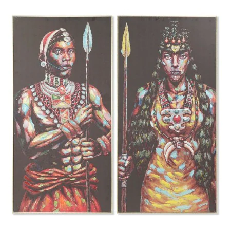 Pintura DKD Home Decor 60 x 5 x 120 cm Colonial Africano (2 Unidades) de DKD Home Decor, Impressões sobre tela - Ref: S301371...