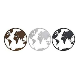 Figura Decorativa DKD Home Decor Mapa do Mundo Preto Cobre Branco 40 x 1 x 40 cm (3 Peças) de DKD Home Decor, Adornos - Ref: ...