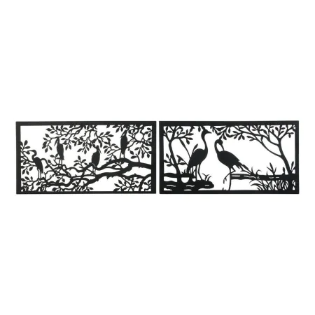 Figurine Décorative DKD Home Decor 96 x 1 x 50 cm Noir Oiseaux (2 Unités) de DKD Home Decor, Objets de décoration - Réf : S30...