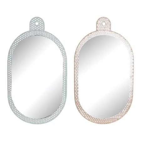 Wall mirror DKD Home Decor White Pink Metal Crystal 22 x 1,5 x 40 cm (2 Units) by DKD Home Decor, Wall-Mounted Mirrors - Ref:...