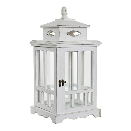 Farol DKD Home Decor Blanco Cristal Pino (22.5 x 22.5 x 47 cm) de DKD Home Decor, Candelabros y portavelas - Ref: S3014042, P...