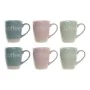 Mug DKD Home Decor Multicolour Blue Pink Rubber wood Green Stoneware 160 ml (3 Units) (7 pcs) by DKD Home Decor, Cups - Ref: ...