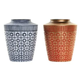 Vaso DKD Home Decor 8424001822065 Azul Vermelho Resina Dourado Oriental 17 x 17 x 20 cm (2 Unidades) de DKD Home Decor, Jarrõ...