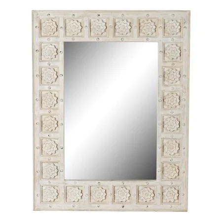 Wall mirror DKD Home Decor White Mango wood Stripped (93,5 x 4,7 x 120,3 cm) by DKD Home Decor, Wall-Mounted Mirrors - Ref: S...