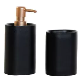 Set de Baño DKD Home Decor Negro Dorado PVC Resina Glam 8,5 x 6 x 18 cm (2 Unidades) de DKD Home Decor, Juegos de accesorios ...