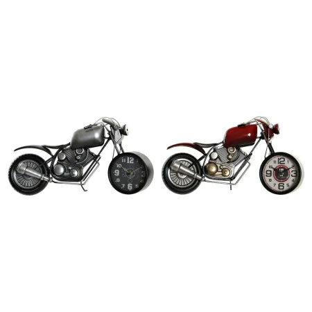 Tafelklok DKD Home Decor Motocicleta 44 x 13,5 x 23 cm Vermelho Cinzento Mota Ferro Vintage (2 Unidades) de DKD Home Decor, R...