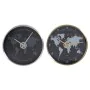 Horloge Murale DKD Home Decor Noir Doré Argenté Aluminium Verre Mappemonde 30 x 4,3 x 30 cm (2 Unités) de DKD Home Decor, Pen...