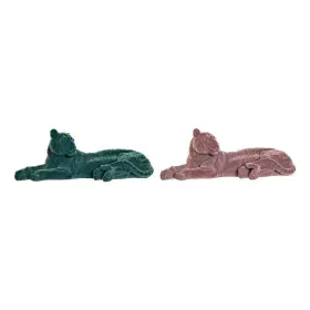 Statua Decorativa DKD Home Decor 36 x 17,5 x 13,3 cm Tigre Verde Resina Rosa chiaro Floccato di DKD Home Decor, Oggetti da co...