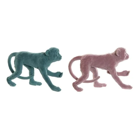 Statua Decorativa DKD Home Decor Verde Rosa Resina Floccato Scimmia Tropicale 31 x 9,5 x 19 cm di DKD Home Decor, Oggetti da ...