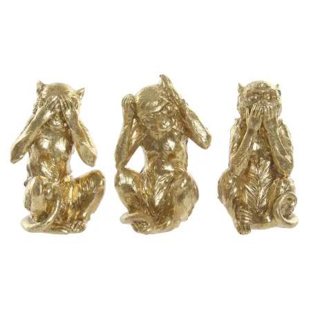 Deko-Figur DKD Home Decor Gold Harz Kolonial Affe 13 x 11 x 19,5 cm (3 Stücke) von DKD Home Decor, Sammlerstücke - Ref: S3016...