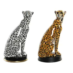 Figura Decorativa DKD Home Decor Negro Naranja Blanco Leopardo Resina Colonial 16 x 16 x 32 cm de DKD Home Decor, Coleccionab...