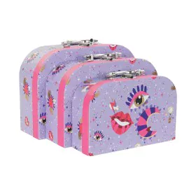 Juego de Cajas Decorativas DKD Home Decor Lila Metal Cartón 28 x 9,5 x 20 cm de DKD Home Decor, Almacenamiento - Ref: S301759...