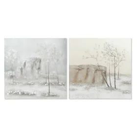 Cadre DKD Home Decor Toile 100 x 3,8 x 100 cm Arbres Cottage (2 Unités) de DKD Home Decor, Impressions sur toile - Réf : S301...